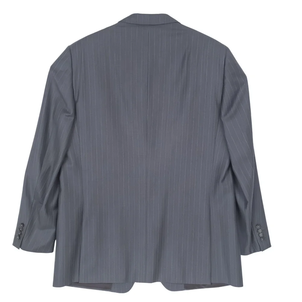 Ermenegildo Zegna Blazer Mens 58L Grey Pinstripe Trofeo Wool Neiman Marcus